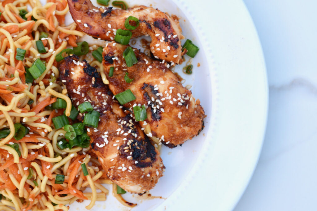 Spicy Sesame Chicken Skewers with Cool Soba Noodles. So yummy and completely make ahead!