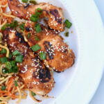 Spicy Sesame Chicken Skewers with Cool Soba Noodles. So yummy and completely make ahead!