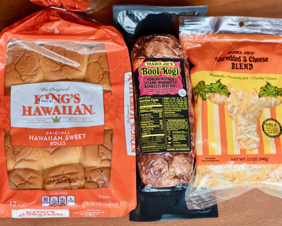 Korean BBQ Sliders with simple kimchi and sesame mayonnaise. Made perfect on Hawaiian rolls. Trader Joe's recipe.