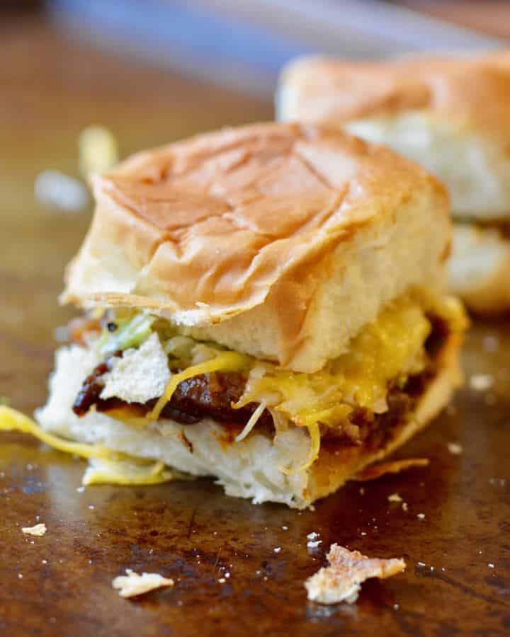 Korean BBQ Sliders with simple kimchi and sesame mayonnaise. Made perfect on Hawaiian rolls. Trader Joe's recipe. Perfect for the Super Bowl.