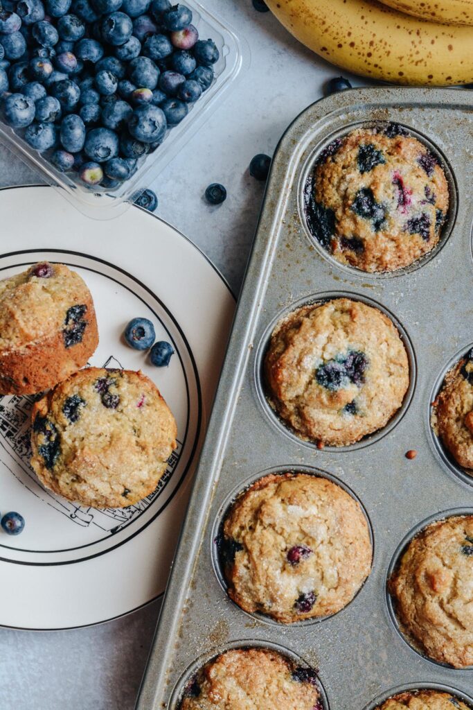 Healthy Banana Blueberry Muffins made Gluten Free, sweetened with honey and bananas. Moist, light and a simple recipe the whole family will love.