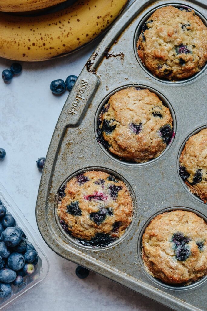 Healthy Banana Blueberry Muffins made Gluten Free, sweetened with honey and bananas. Moist, light and a simple recipe the whole family will love.