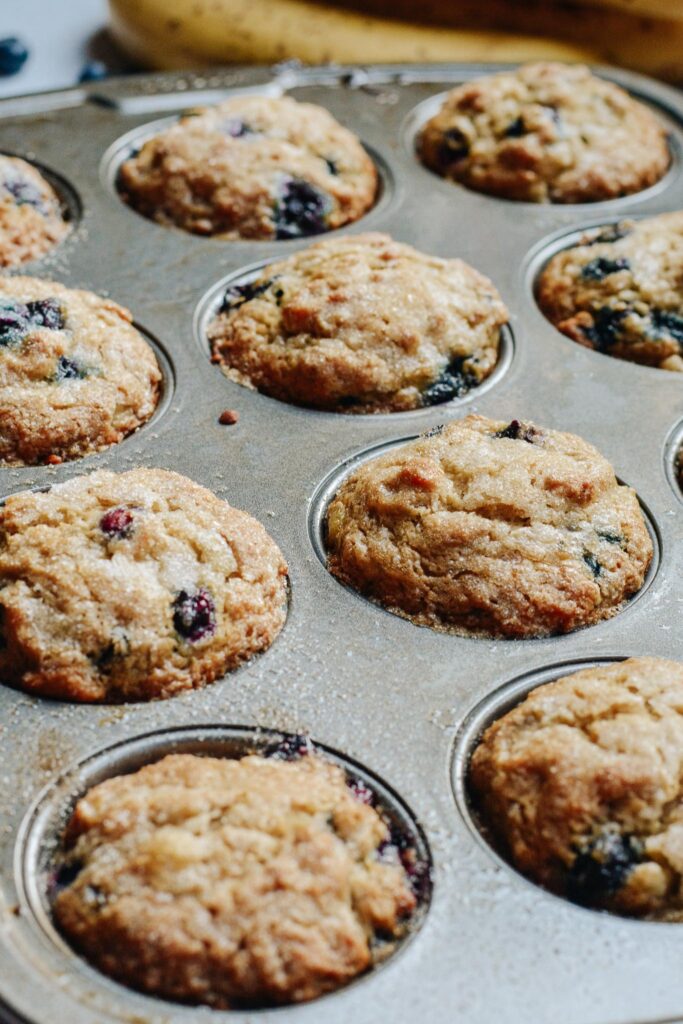 Healthy Banana Blueberry Muffins made Gluten Free, sweetened with honey and bananas. Moist, light and a simple recipe the whole family will love.