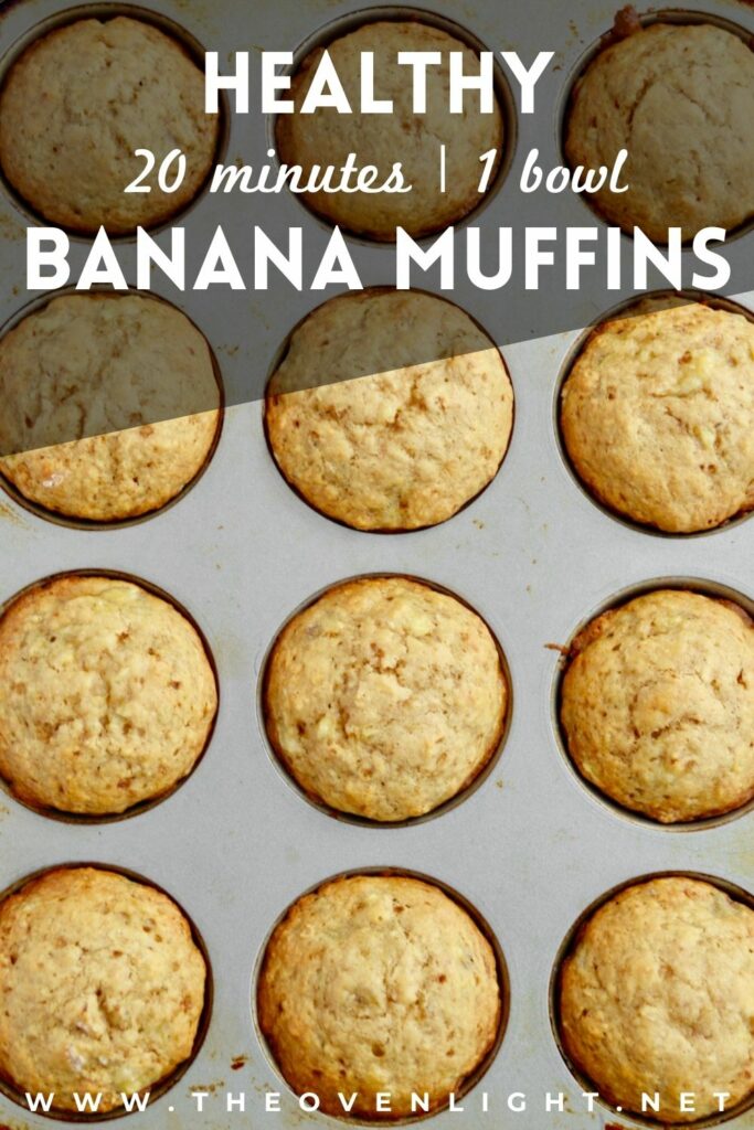 Healthy Everyday Banana Muffins with no refined sugar - moist, delicious and comes together in one bowl!