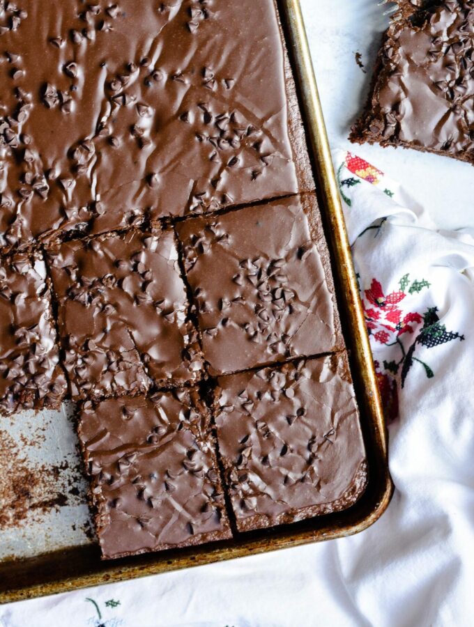 Gluten Free Classic Sheet Cake - moist, fluffy and perfectly sweet, this cake is a total crowd pleaser.