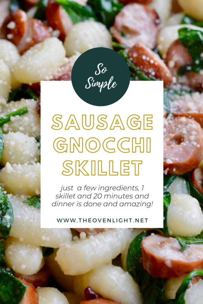 Sausage, spinach and gnocchi skillet meal. Quick and delicious!