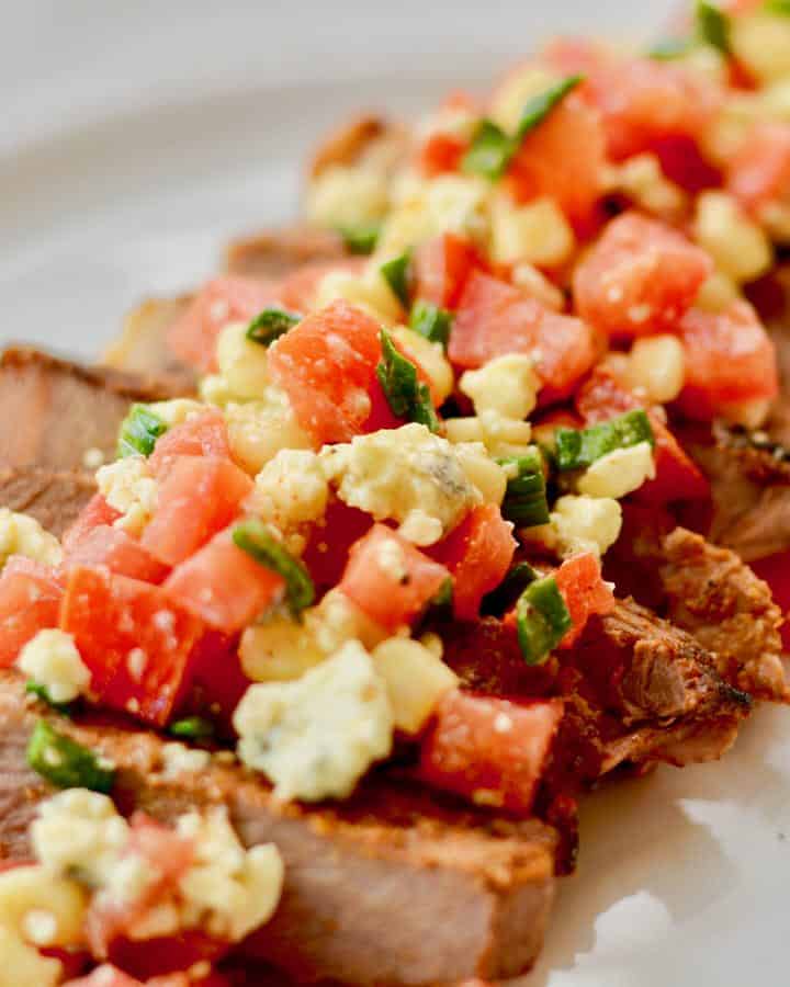 Grilled Steak with fresh Blue Cheese Salsa | Make ahead meal perfect for a weeknight meal.