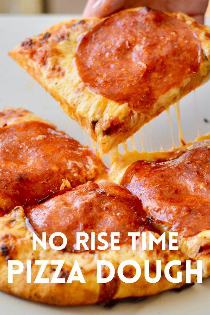 Freezer friendly pizza dough with no rise time! Makes a perfect pizza every time!