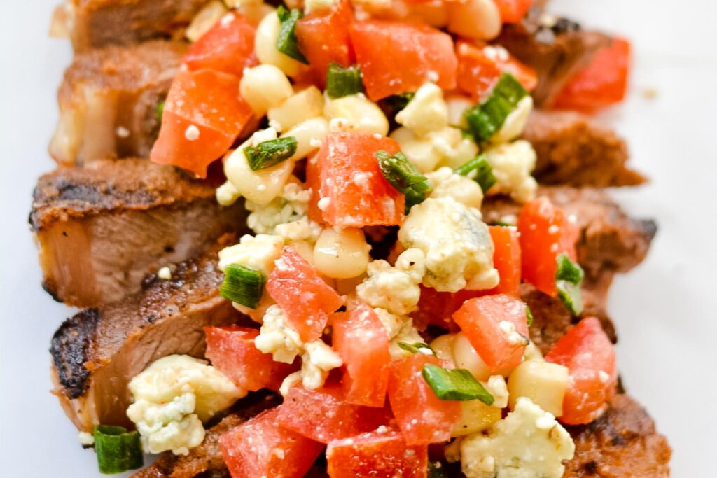 Grilled Steak with fresh Blue Cheese Salsa | Make ahead meal perfect for a weeknight meal.