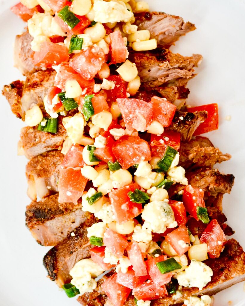 Grilled Steak with fresh Blue Cheese Salsa | Make ahead meal perfect for a weeknight meal.