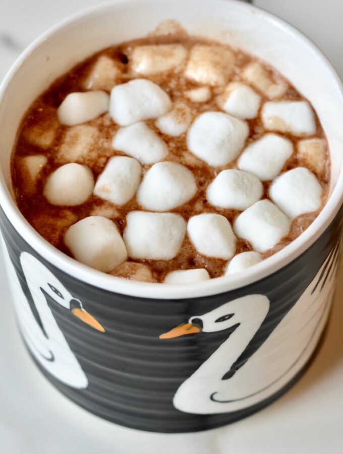Hygge Hot Chocolate with no dairy. Easy and so delicious. Perfect for cold weather days!