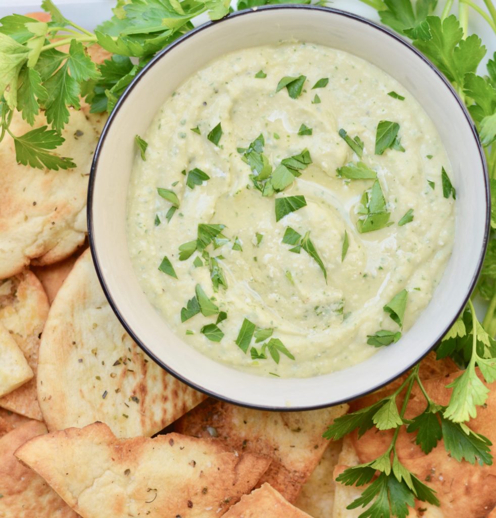 Greek Dip made with healthy white beans and feta cheese. Easy to throw together and lasts all week!