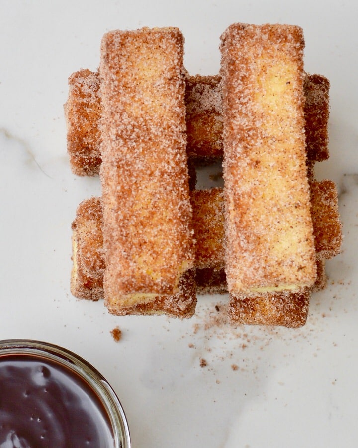 Pound Cake Churros | Simple decadent recipe. Dip it in chocolate sauce!