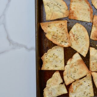 Make your own pita chips in a flash. So much better than store bough!