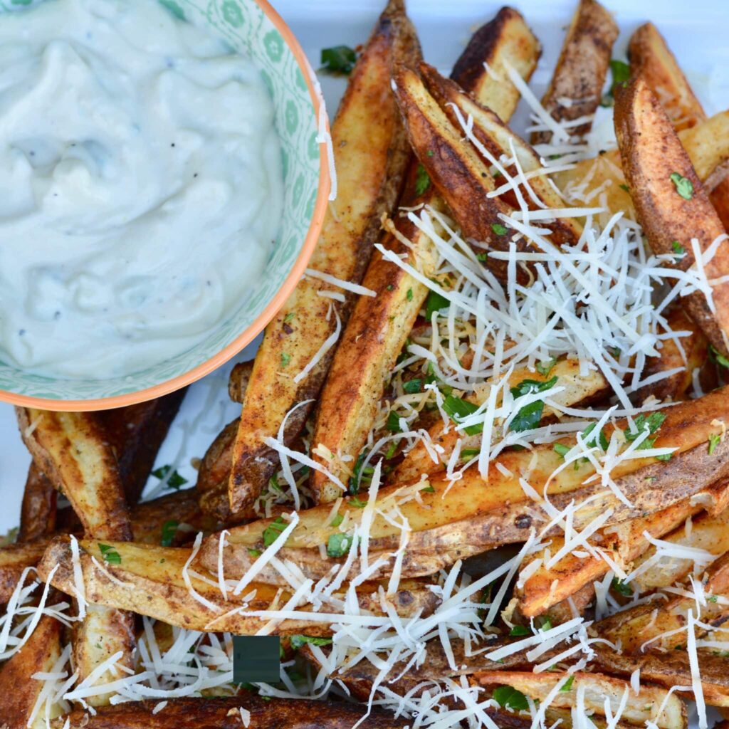 Bake your own homemade french fries. So crazy easy and so delicious! Million times better than freezer fries, and super easy!