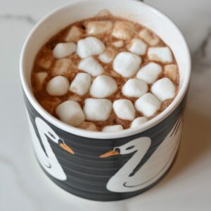 Hygge Hot Chocolate made with almond coconut milk. Curl up and keep warm with Hygge cocoa.
