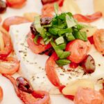 Baked Feta with tomatoes and red pepper.