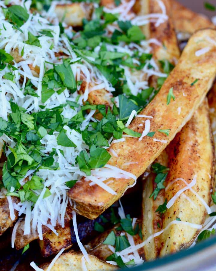 Bake your own homemade french fries. So crazy easy and so delicious! Million times better than freezer fries, and super easy!