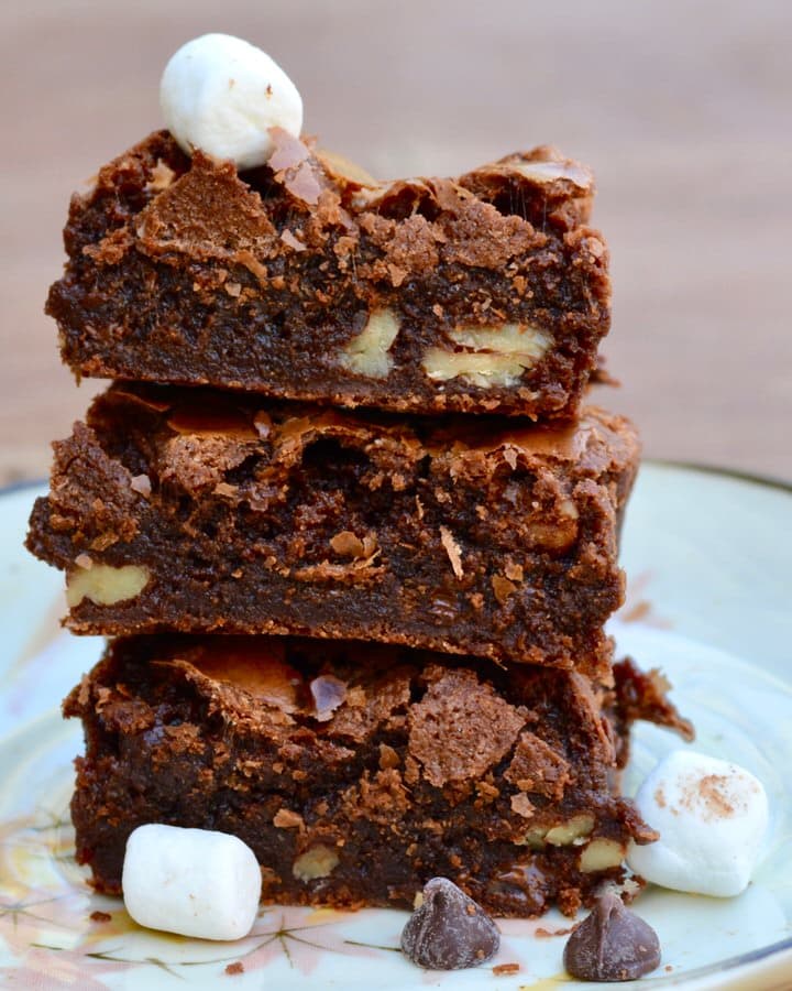 Rocky Road Brownies - Oh so chewy and not overly sweet. The perfect combination of chewy, soft, with a nutty crunch. YUM!