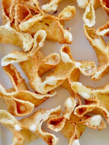 Cream cheese wontons. So easy! So much flavor and so quick to fry up! Great appetizer for any meal!