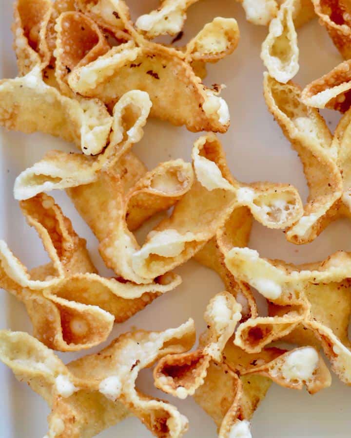 Cream cheese wontons. So easy! So much flavor and so quick to fry up! Great appetizer for any meal!