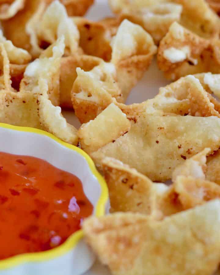 Cream cheese wontons. So easy! So much flavor and so quick to fry up! Great appetizer for any meal!