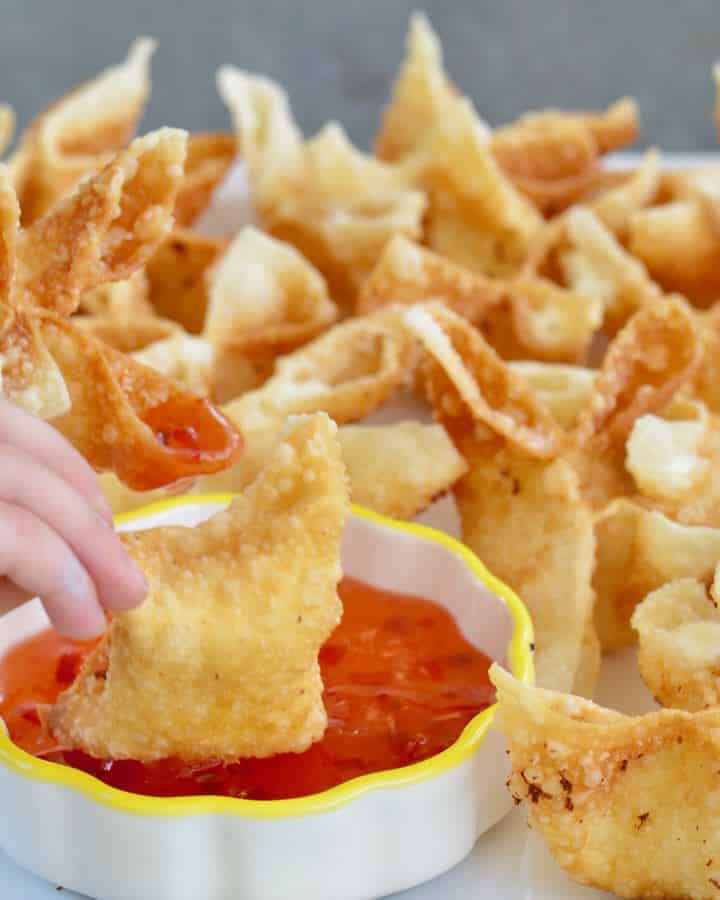 Cream cheese wontons. So easy! So much flavor and so quick to fry up! Great appetizer for any meal!