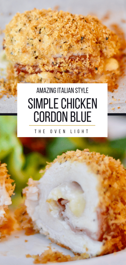 Amazing Chicken Cordon Blue. Simple recipe with Italian seasoning. Simple make ahead meal, easy enough for a weeknight dinner. Simple preparation with brie cheese, prosciutto and Italian seasoned breadcrumbs. You'll never make it the old way again! #chickendinner #Italian #cordonblue #prosciutto #briecheese #weeknightdinner #familymeal #simpledinner #easydinner #quickdinner