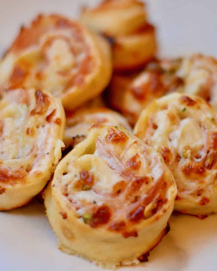 Pistachio Pizza Pinwheels - Such fun ingredients, and so delicious! Great Super Bowl finger food!