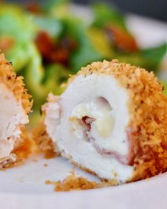 Italian Chicken Cordon Blue made with Brie cheese and Prosciutto. Simple make ahead recipe, easy enough for a weeknight dinner, special enough for entertaining. Delicious flavor!
