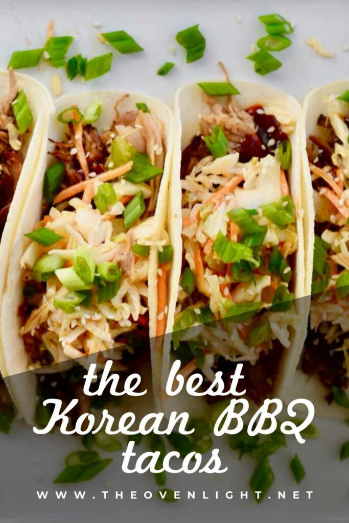 Korean BBQ Tacos with Quick Kimchi and Pulled Pork. Make Ahead Friendly! #koreanbbq #tacos #makeaheadmeals