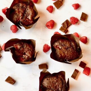 Chocolate Nutella Raspberry Muffins - So rich and delicious and perfect for a special occasion, everyday breakfast or brunch.