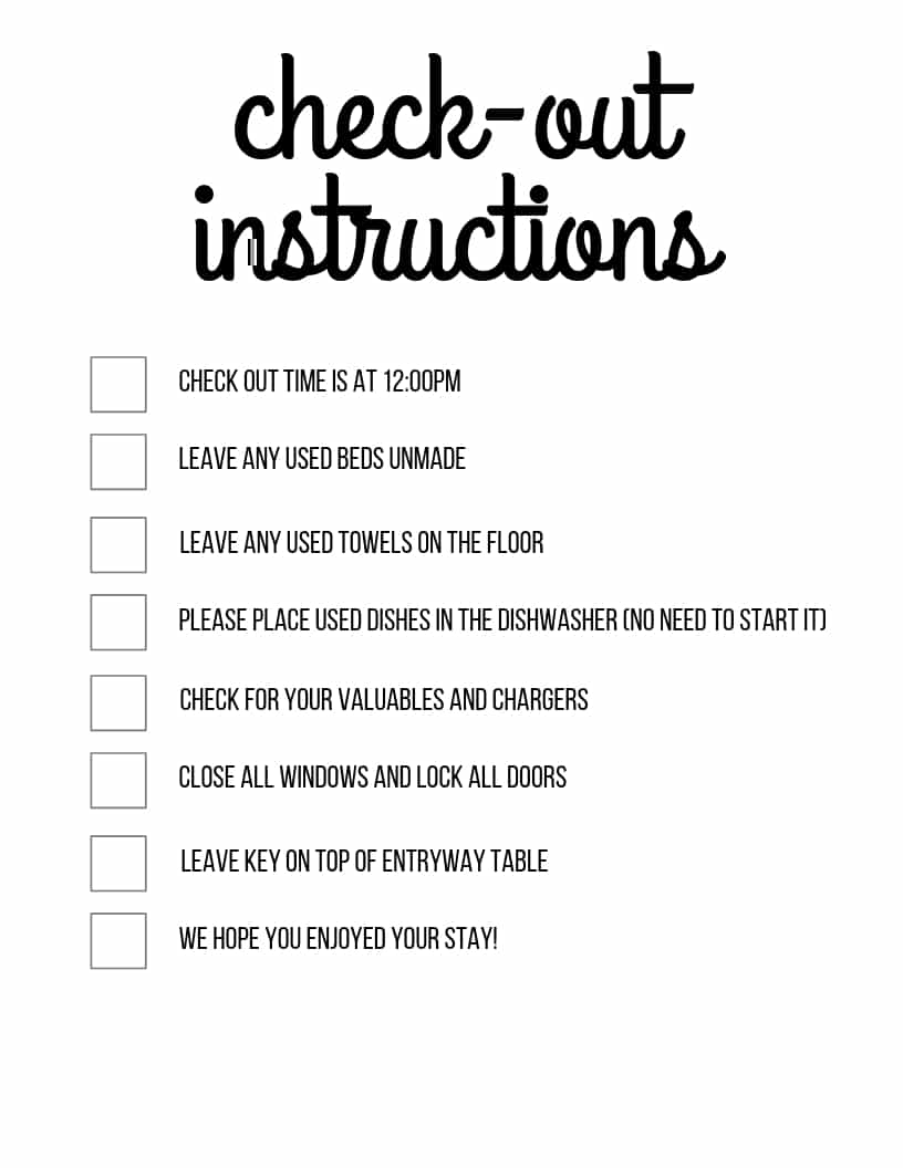 AIRBNB CHECKOUT INSTRUCTIONS FREE PRINTABLE The Oven Light Airbnb