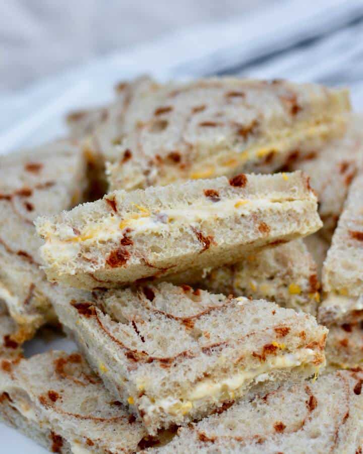 Creamy Cinnamon Orange Tea Sandwiches perfect for spring or summer. Kids and adults all loved it!