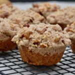 Pear muffins with pecan streudel or crumb topping. Delicious and moist recipe