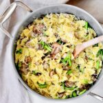 Asparagus Mushroom Turkey Sausage Bow Tie Pasta with Olive Oil and Parmesan | Simple recipe but so delicious