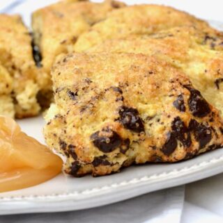 Orange Chocolate Chunk Scones | Delicious, perfect scone texture with chunks of dark chocolate.