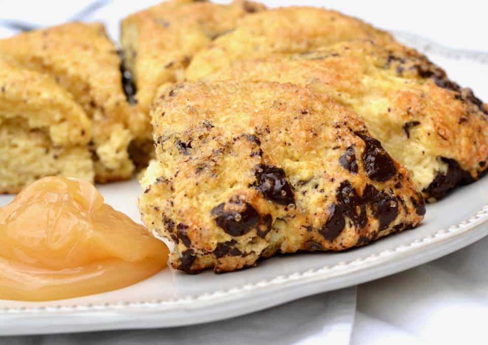 Orange Chocolate Chunk Scones | Delicious, perfect scone texture with chunks of dark chocolate.