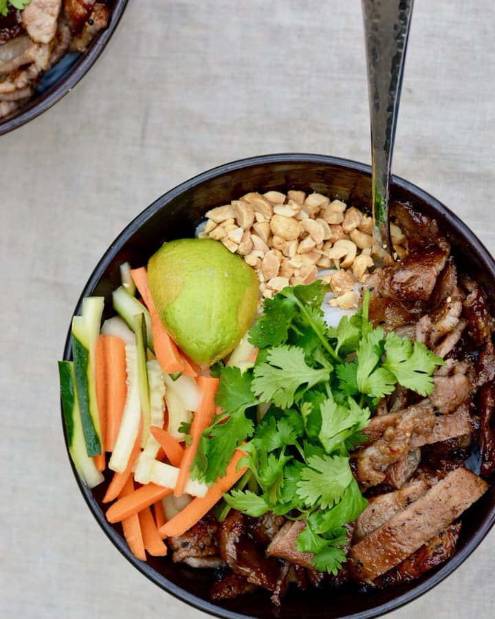 Pork Noodle Bowls | Vietnamese Bun bowls. Make ahead recipe, completely gluten free, celiac friendly recipe. And SO delicious!