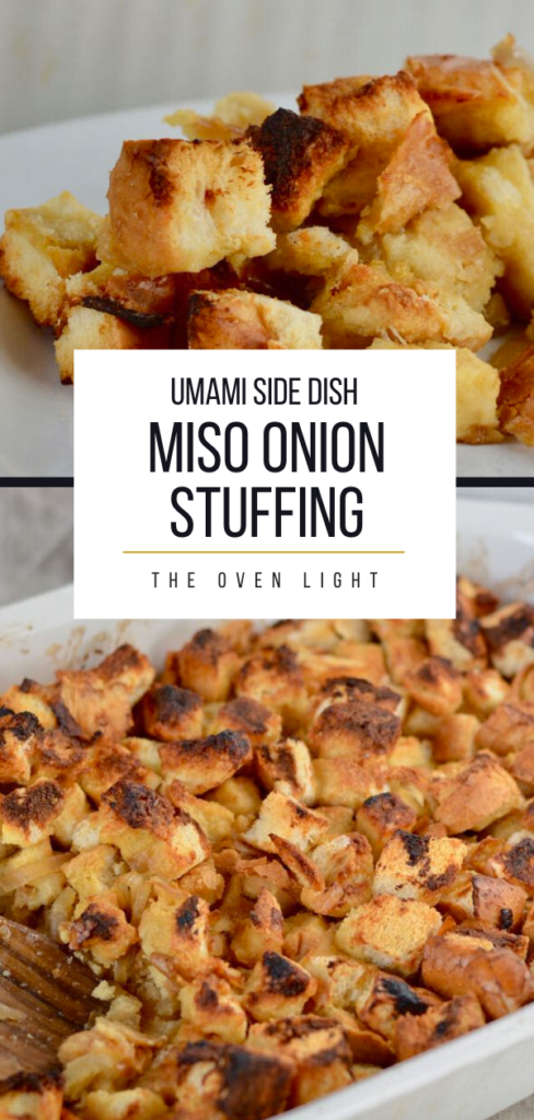 Miso Onion Stuffing Recipe - amazing umami flavored bread cubes. The most delicious side dish you'll ever make.