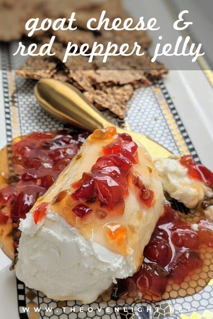 Goat Cheese and Red Pepper Jelly Appetizer | only 2 ingredients. The perfect party appetizer. Sweet, spicy and tart, the perfect combination! #appetizer #simplerecipe #entertaining