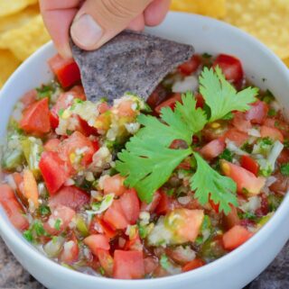 The BEST Pico de Gallo recipe made with all the classic ingredients with the most amazing secret ingredient—pickled serrano peppers.