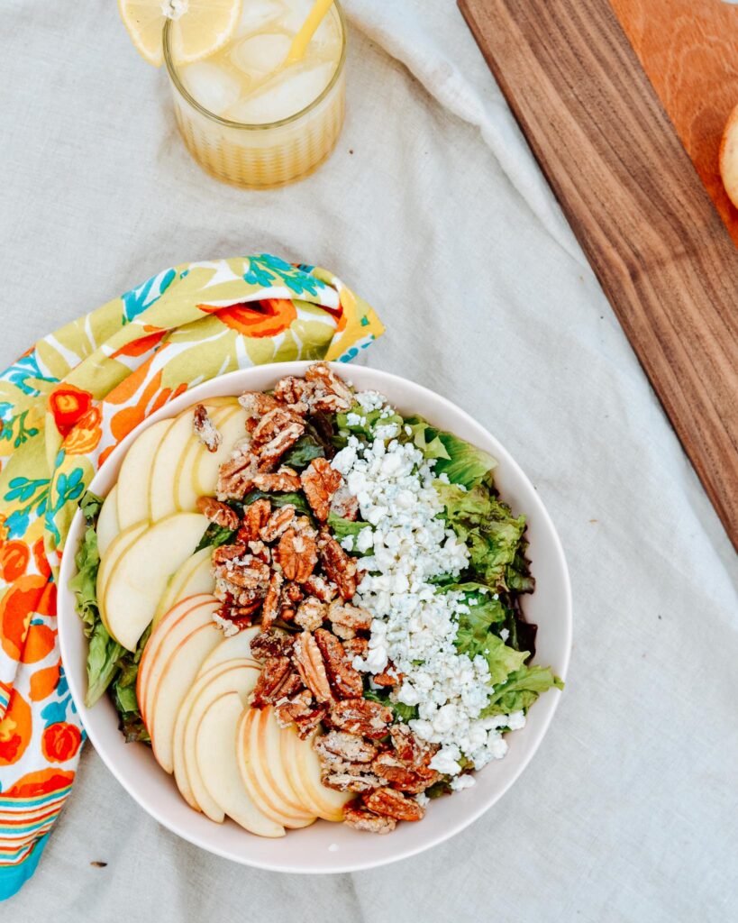 Ultimate Summer Salad Recipe - crisp apples, tangy blue cheese, sweet pecans and homemade poppy seed dressing. Total perfection for summer lunch or dinner.