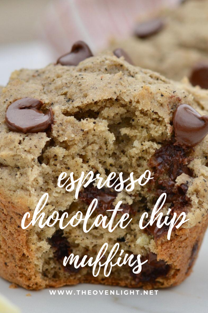 Deliciously moist and easy espresso chocolate chip muffins. Now you can eat your coffee too! #espresso #chocolatechips #muffin #muffinrecipe