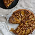 Upside Down Apple Cake | Warm, gooey, sugary topping with pecans, apples and brown sugar. Delicious fall dessert.