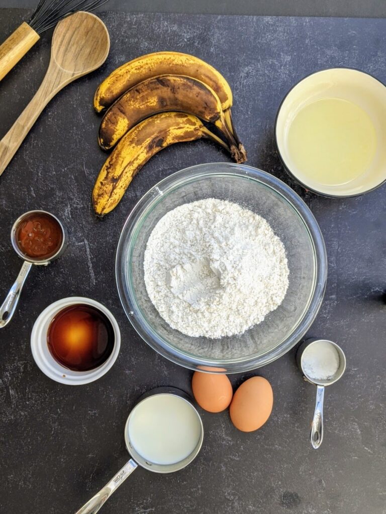 Ingredients to make Banana Coffee Cake. Simple and so quick!