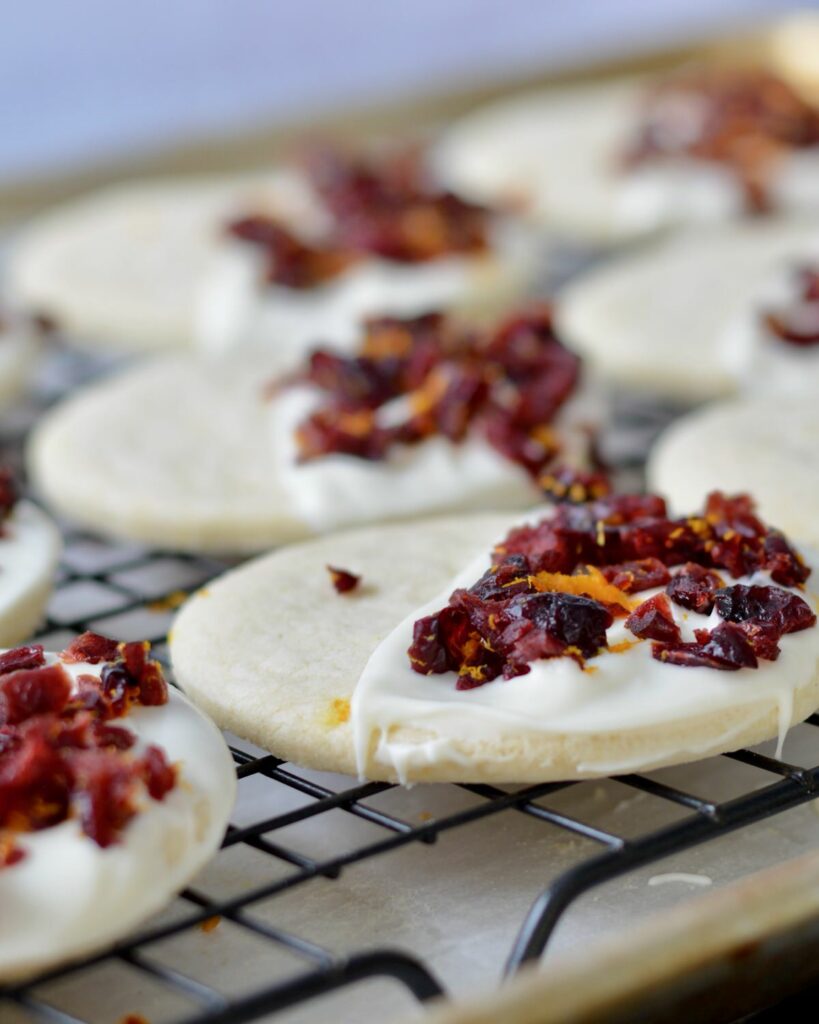 Orange Cranberry Cookies with white or dark chocolate | made gluten free. Delicious holiday cookie recipe! Super simple.