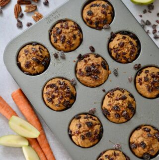 Super Healthy Morning Glory Muffins | carrots, apple, nuts, no refined sugar, gluten free and dairy free. Deliciously moist and a perfect grab and go breakfast.