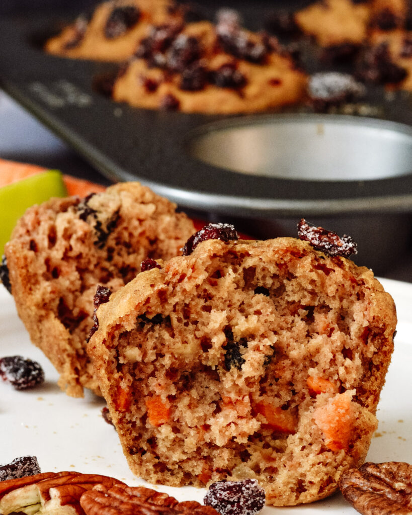 Super Healthy Morning Glory Muffins | carrots, apple, nuts, no refined sugar, gluten free and dairy free. Deliciously moist and a perfect grab and go breakfast.