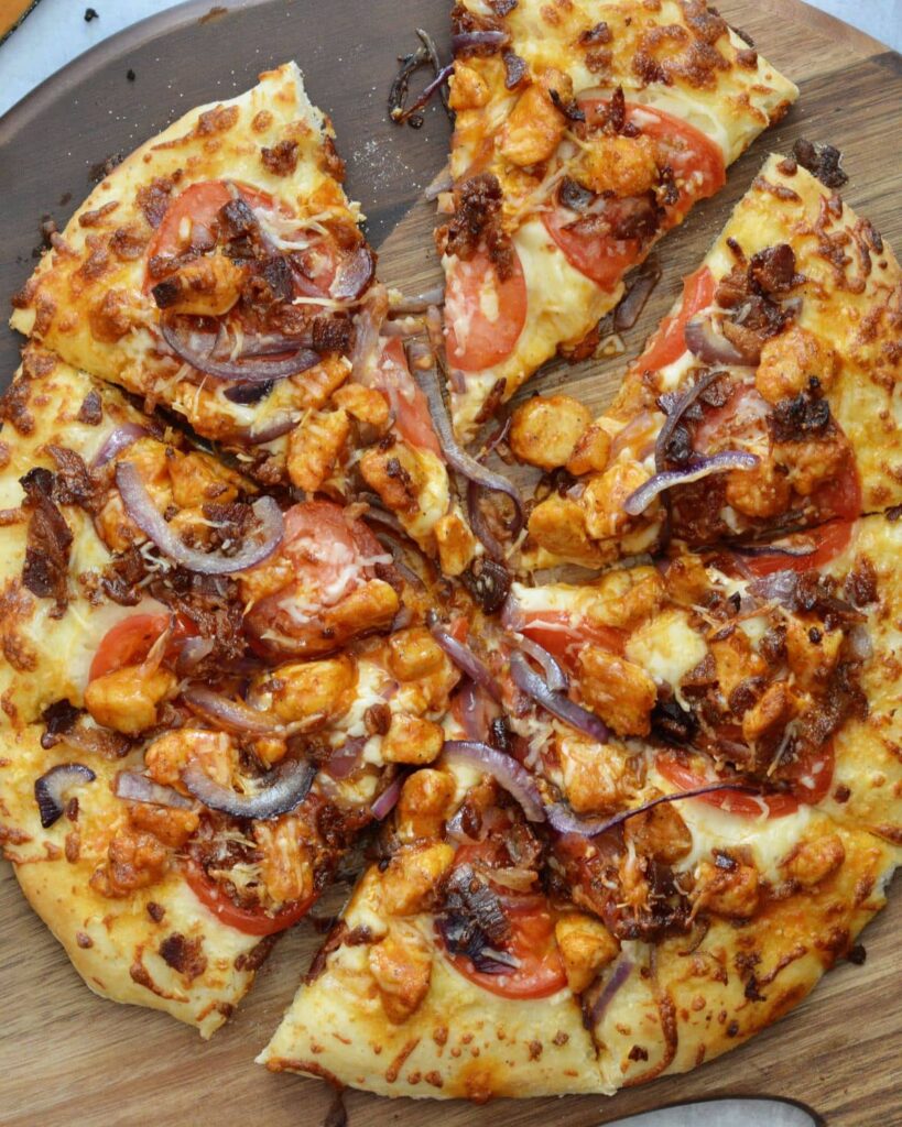 Amazing Buffalo Chicken Pizza | Made with our super popular no-rise time pizza dough and topped with a perfect combination of toppings. Simple weeknight meal comes together in minutes.